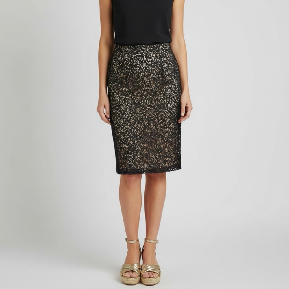 Elegant Black Lace Pencil Skirt